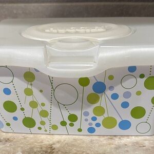 Huggies Wipes Container Full Size Pop Up Feature EMPTY "Polka Dots" Green Blue